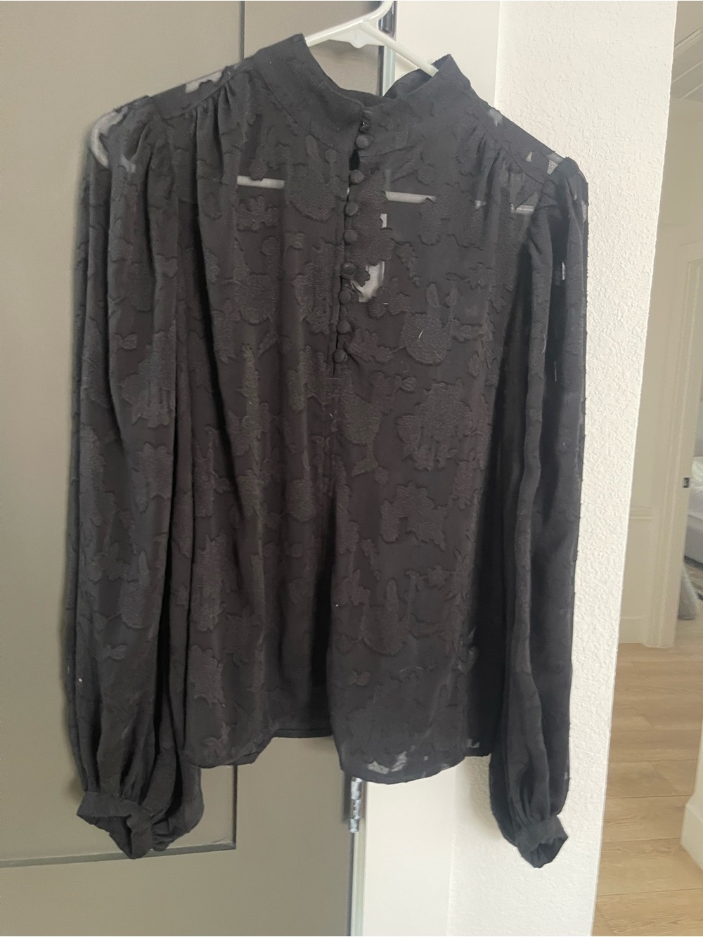 NWT Banana Republic Black Sheer Burnout Floral Blouse Small